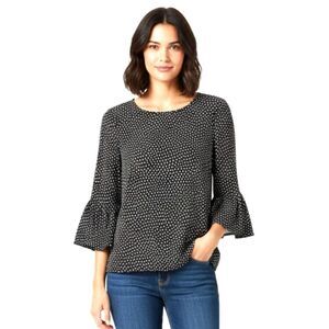 Elle Polka Dot Blouse with Ruffle Flare Sleeves